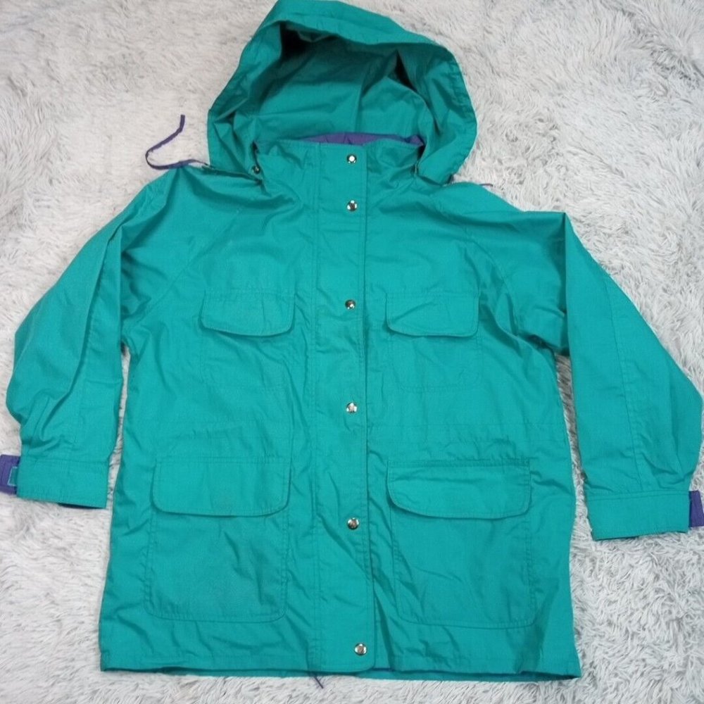 Vintage Haband For Her Womens Jacket Multicolor Pockets Removable Hood Zip Up XL